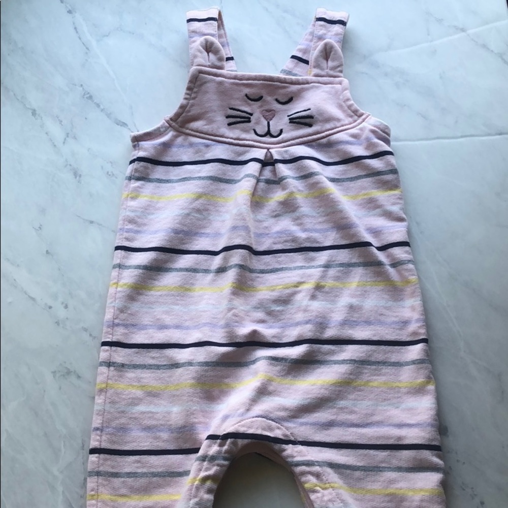 😻 Pink cotton cat Hanna Andersson overalls - 75cm